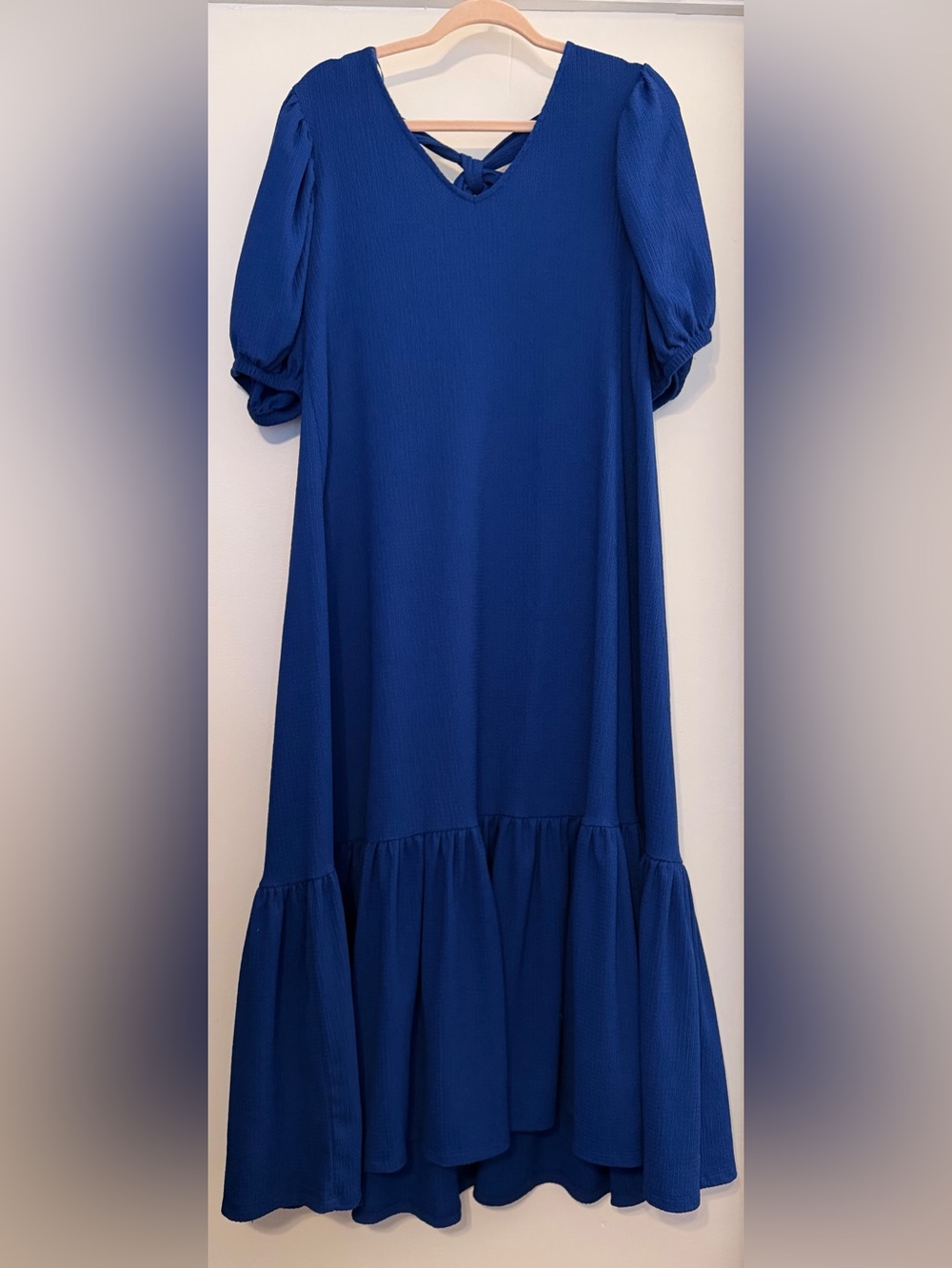 Gibson & Latimer Blue Waffle Knit Tiered Midi Dress Large